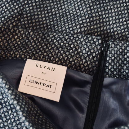 The Waisted A-Line Skirt in Blue Grey Tiger Eye Tweed