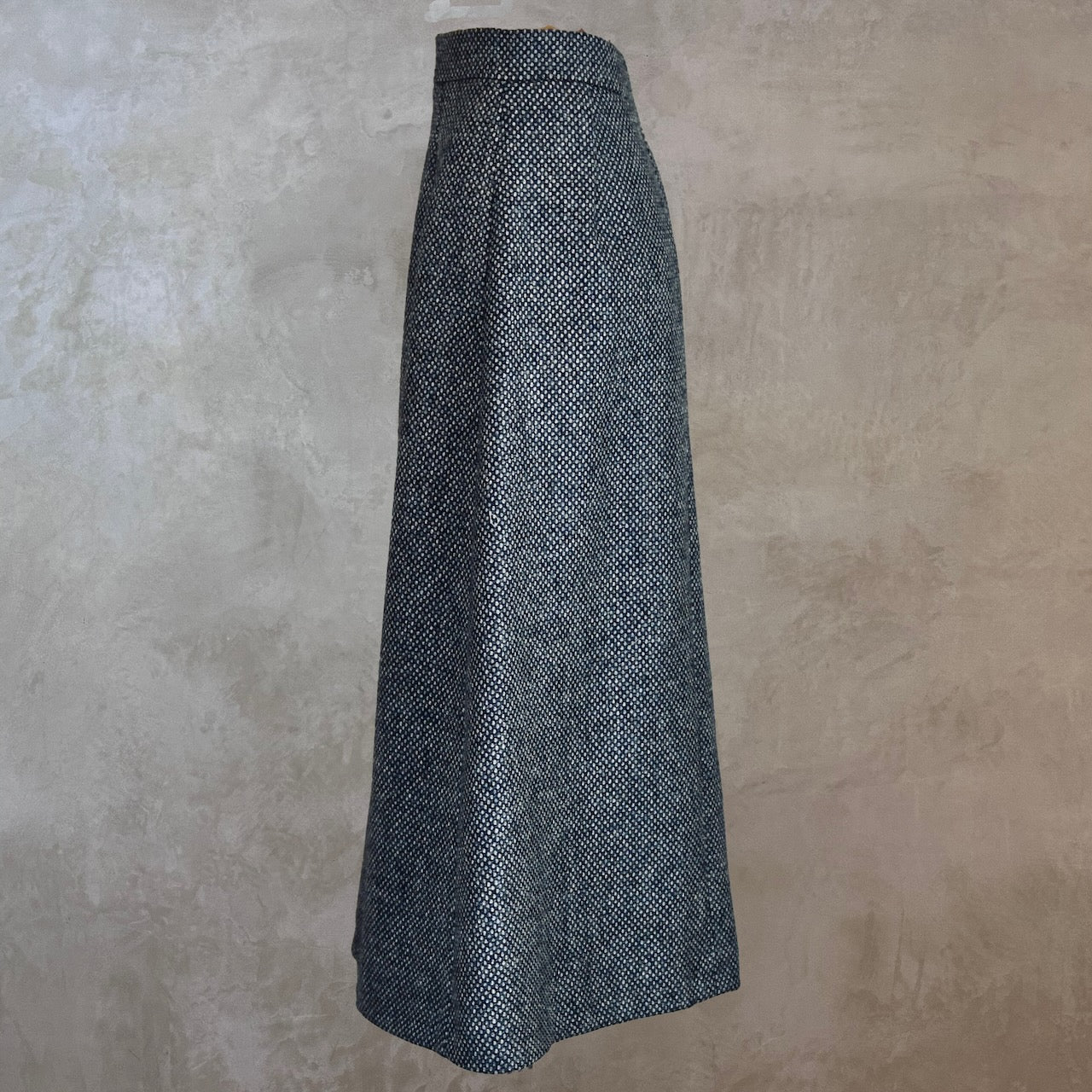 The Waisted A-Line Skirt in Blue Grey Tiger Eye Tweed