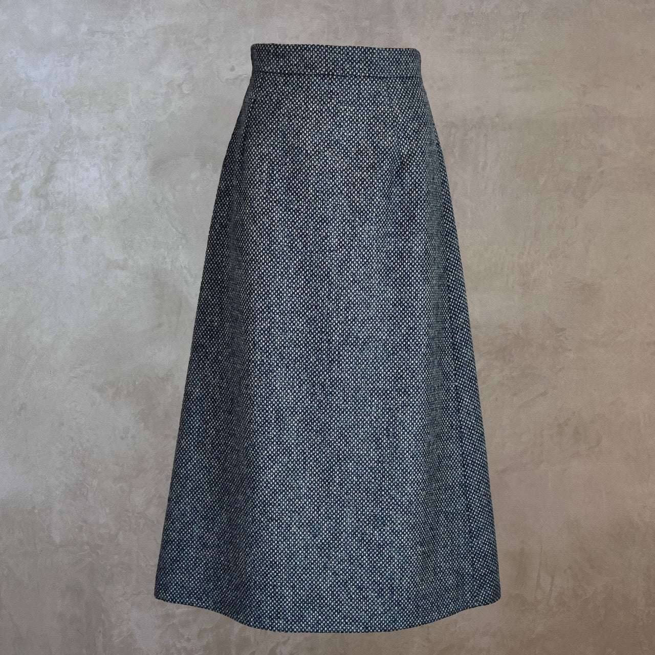 The Waisted A-Line Skirt in Blue Grey Tiger Eye Tweed