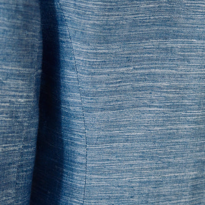EdNerat Hourglass Coat in Blue Silk Madras. Tailored Occasion Coat in Blue. Handmade in Britain. 