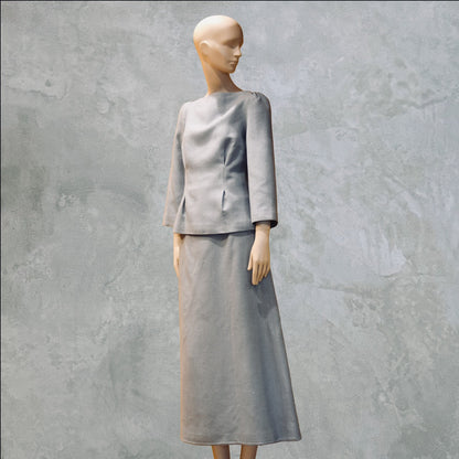 Summer Blue Tailored Skirt Suit