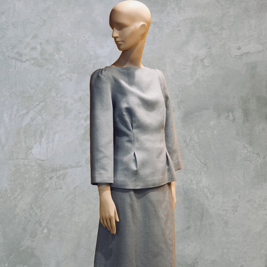 Blue Tailored Skirt Suit - Top Detail