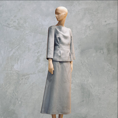 Blue Tailored Skirt Suit