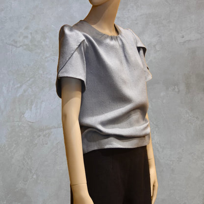 Pale Blue Tulip Sleeve Silk Summer Top