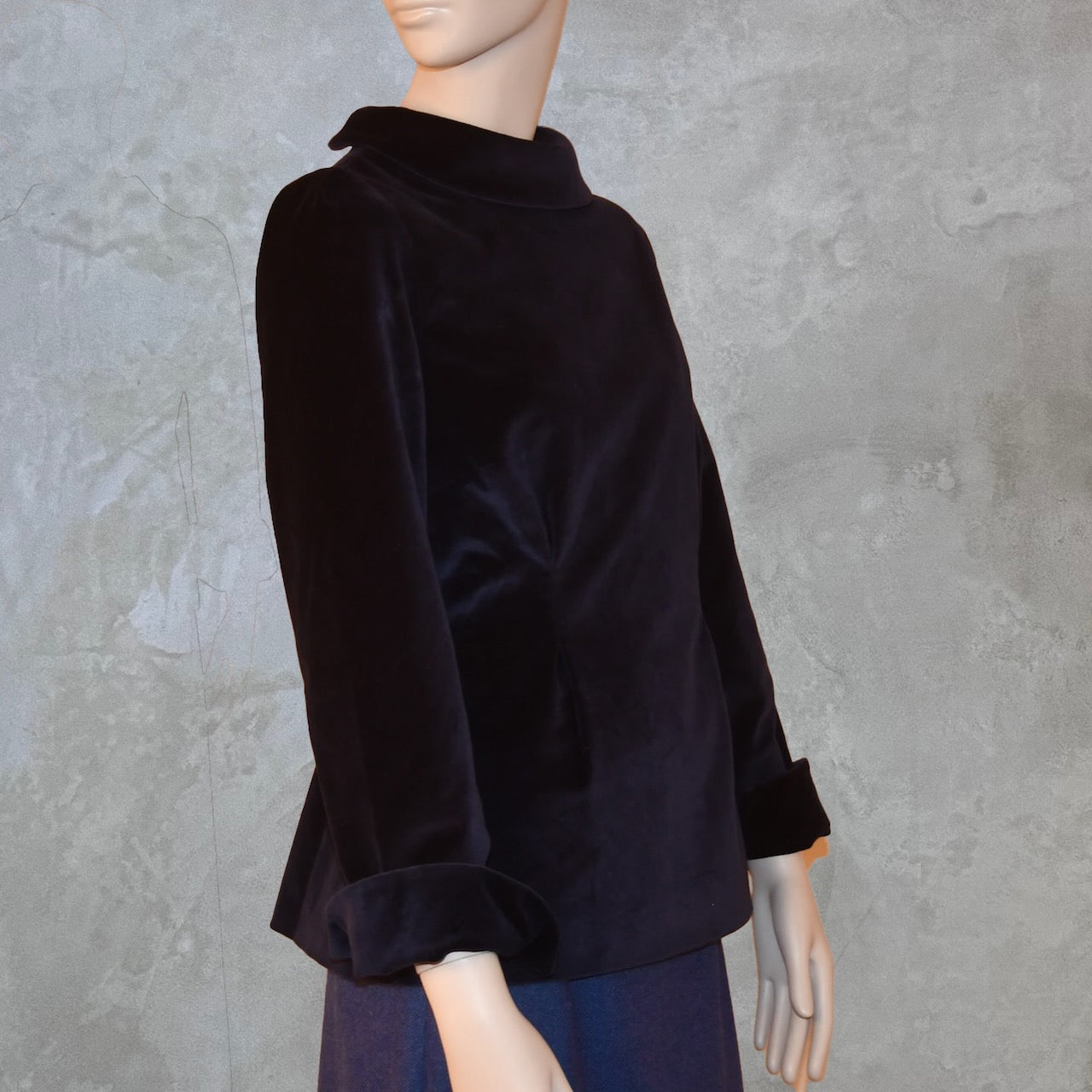 Blue Velvet Evening Top Close Up Side