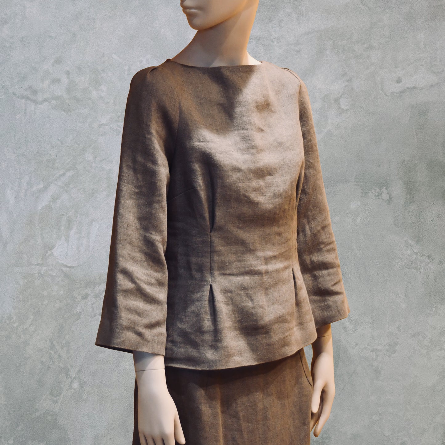Brown Linen Tailored Top