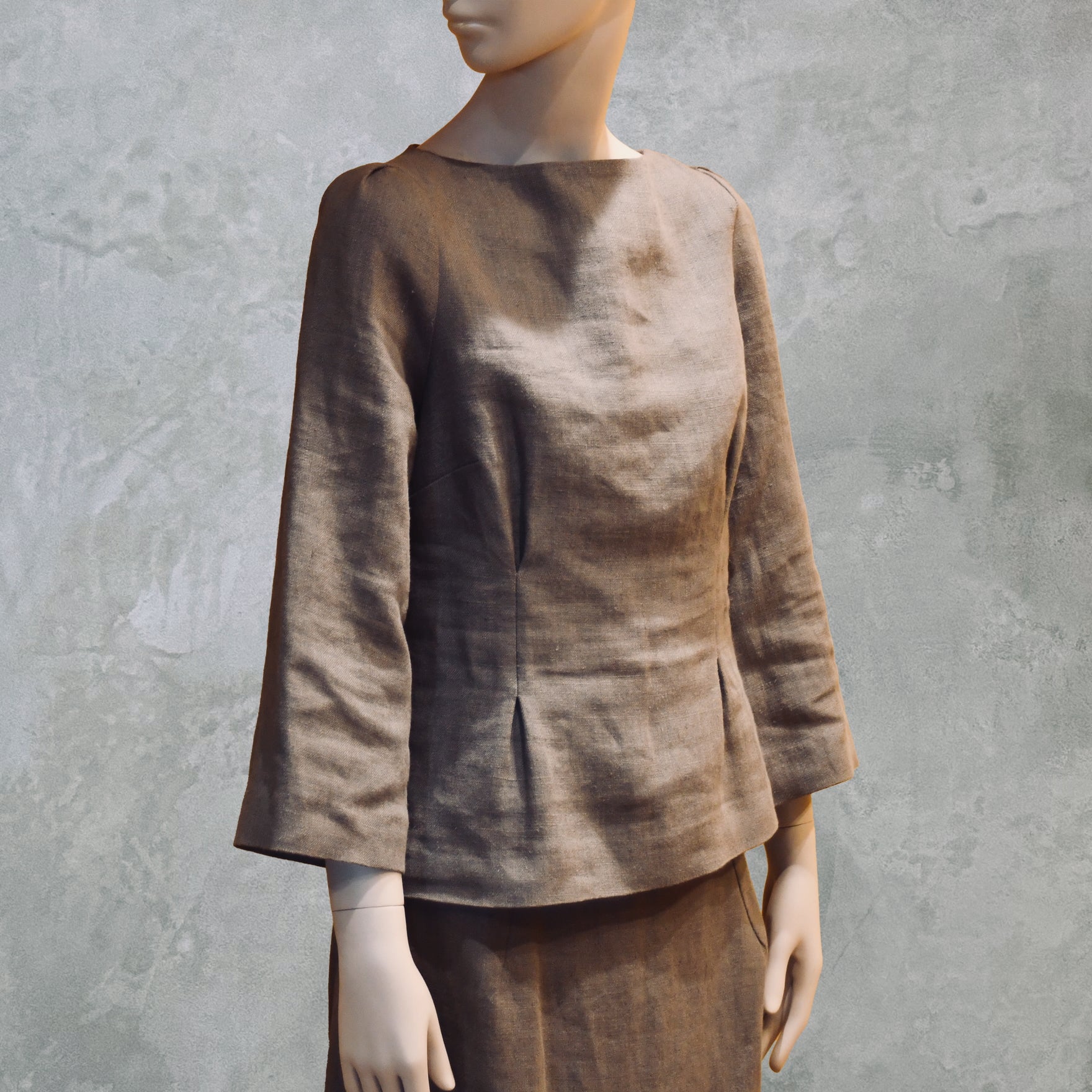 Brown Linen Tailored Top
