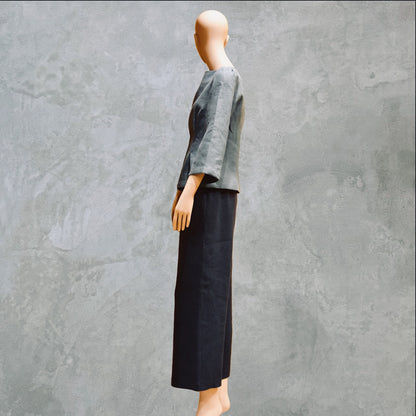 Linen Boat Neck Top - Side View