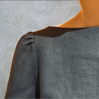 Linen Boat Neck Top - Shoulder Detail