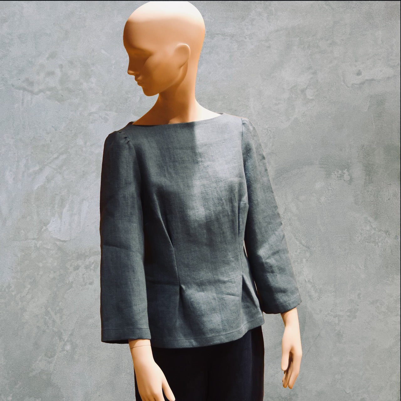 Linen Boat Neck Top - Top View