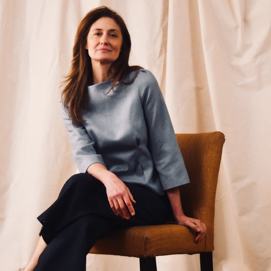 Tailored Boat Neck Top in Silk