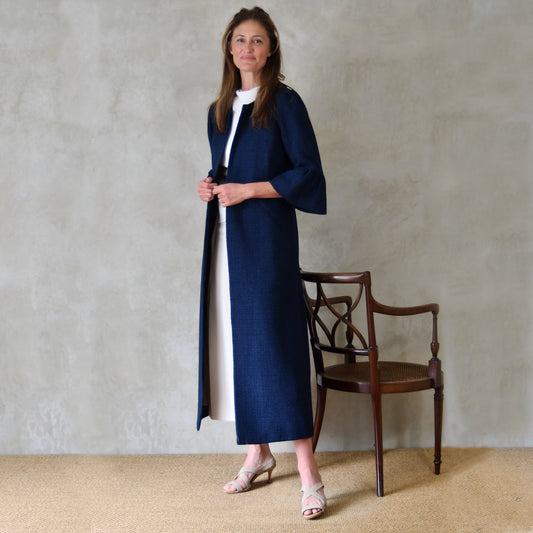 The Brett Coat in Navy Cotton Boucle