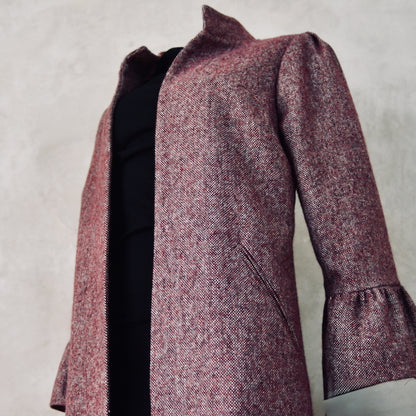 The Brett Coat in Wine Hopsack Tweed