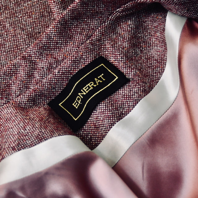 The Brett Coat in Wine Hopsack Tweed