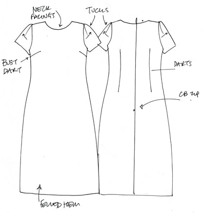 Black-and-white sketch of an A-Line Bell Sleeve Coat.