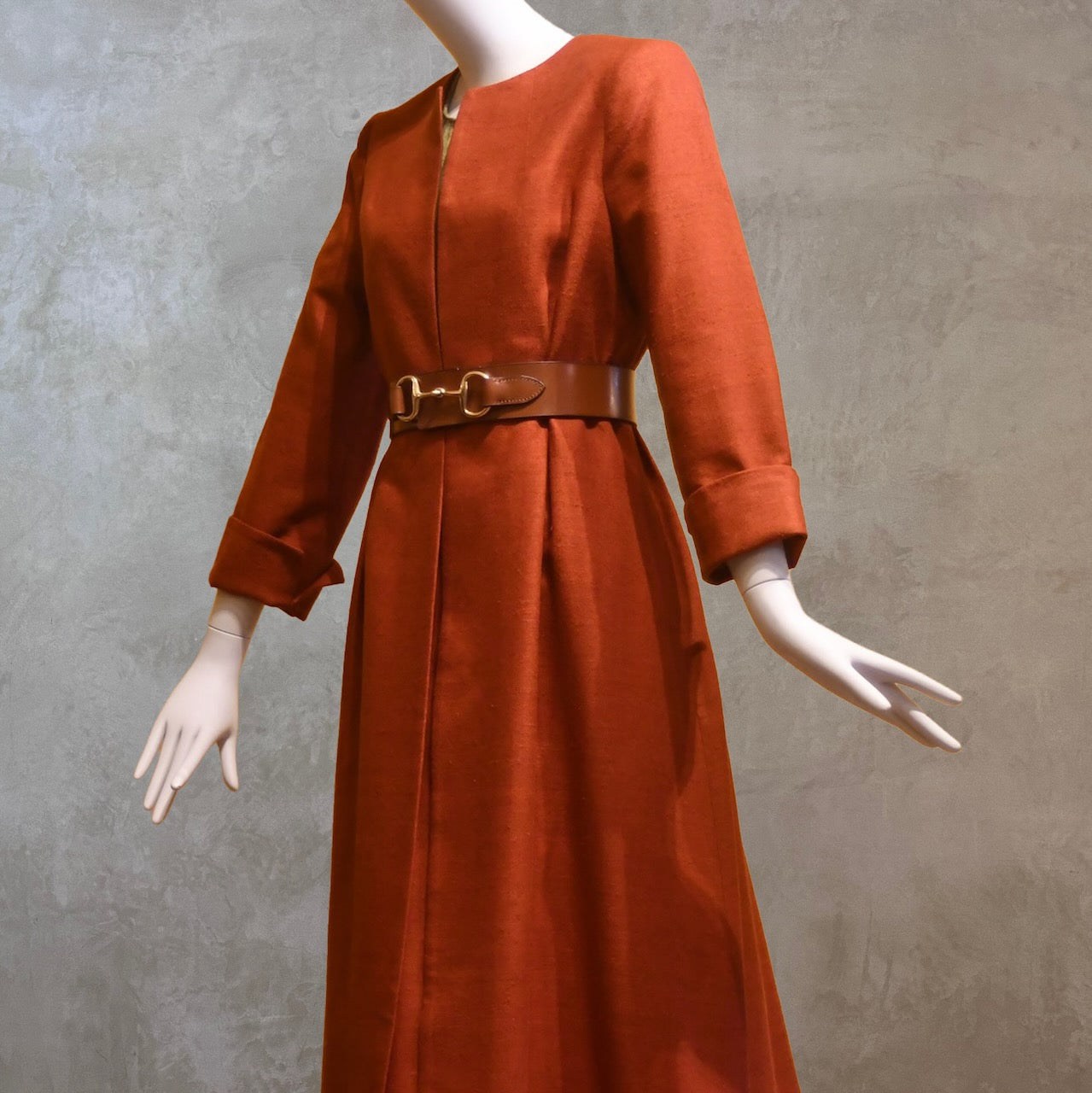 The Skirted Hourglass Coat in Silk Matka - Belted