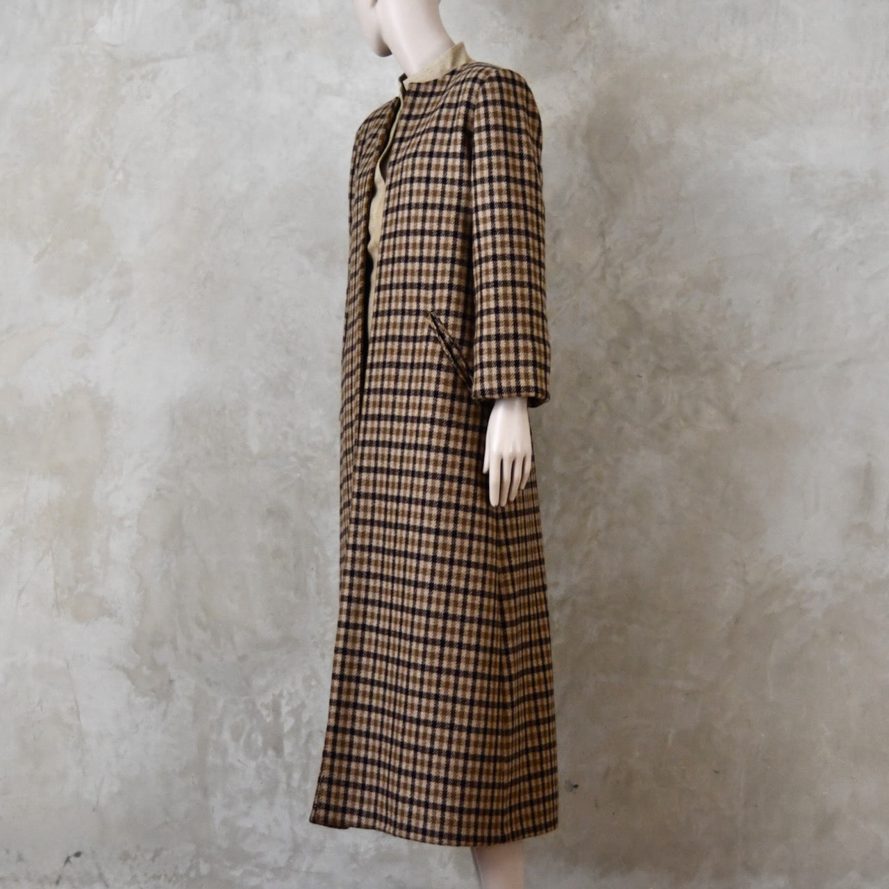 A-Line Coat in Pure Merino Fox Flannel Brown Gunclub Check