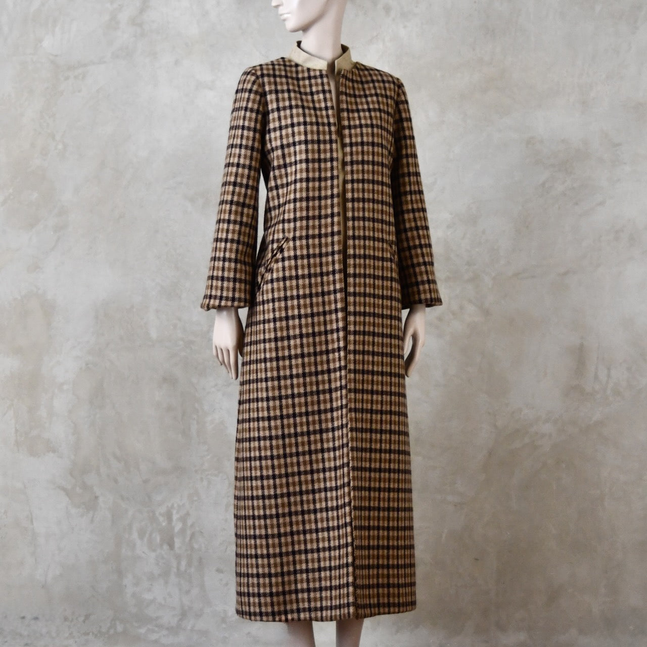 A-Line Coat in Pure Merino Fox Flannel Brown Gunclub Check