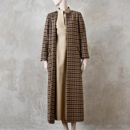 A-Line Coat in Pure Merino Fox Flannel Brown Gunclub Check