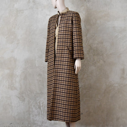A-Line Coat in Pure Merino Fox Flannel Brown Gunclub Check