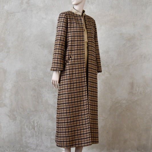 A-Line Coat in Pure Merino Fox Flannel Brown Gunclub Check