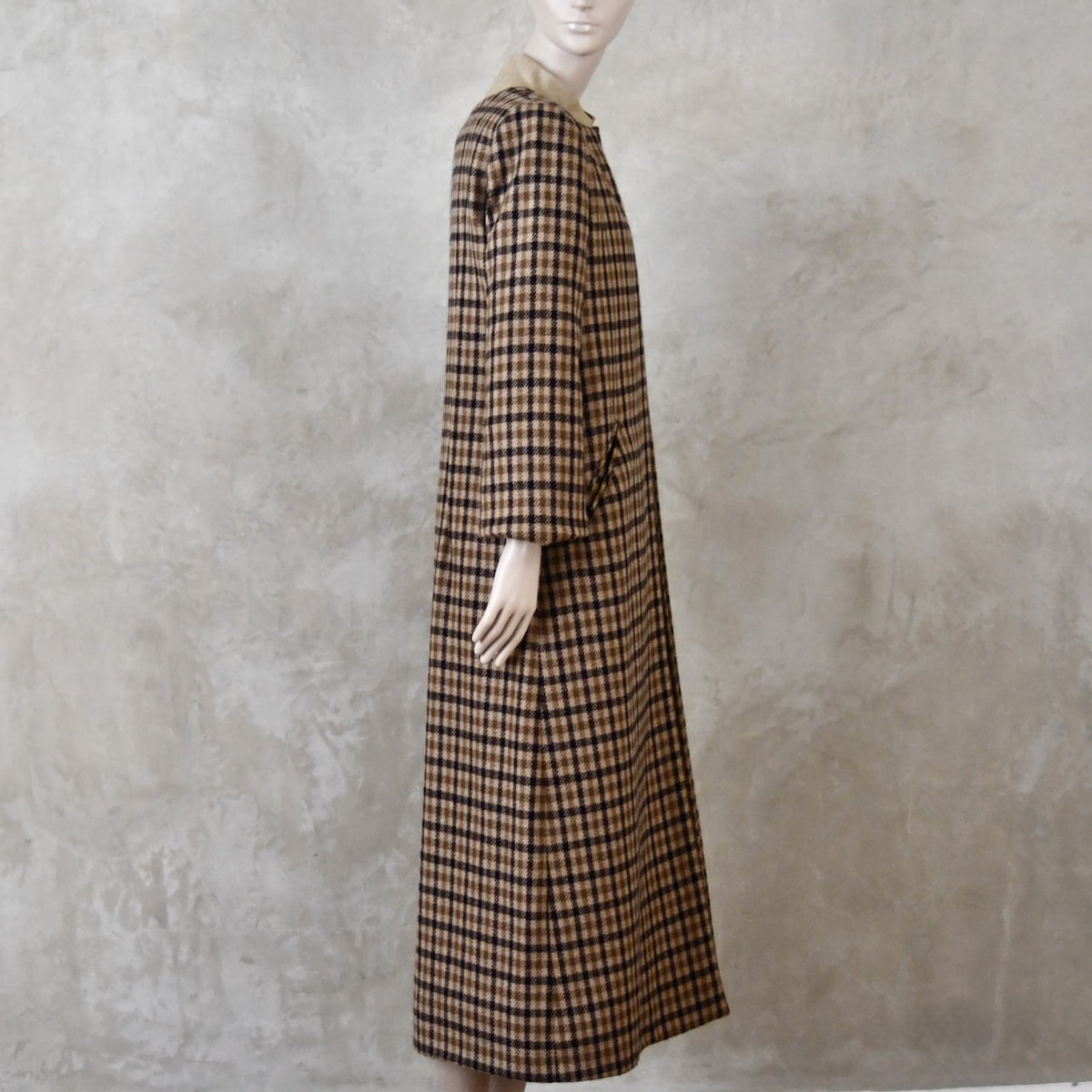 A-Line Coat in Pure Merino Fox Flannel Brown Gunclub Check