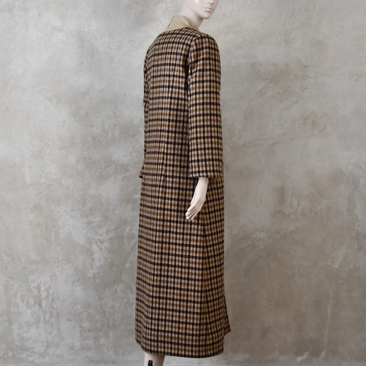 A-Line Coat in Pure Merino Fox Flannel Brown Gunclub Check