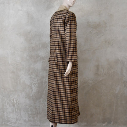 A-Line Coat in Pure Merino Fox Flannel Brown Gunclub Check