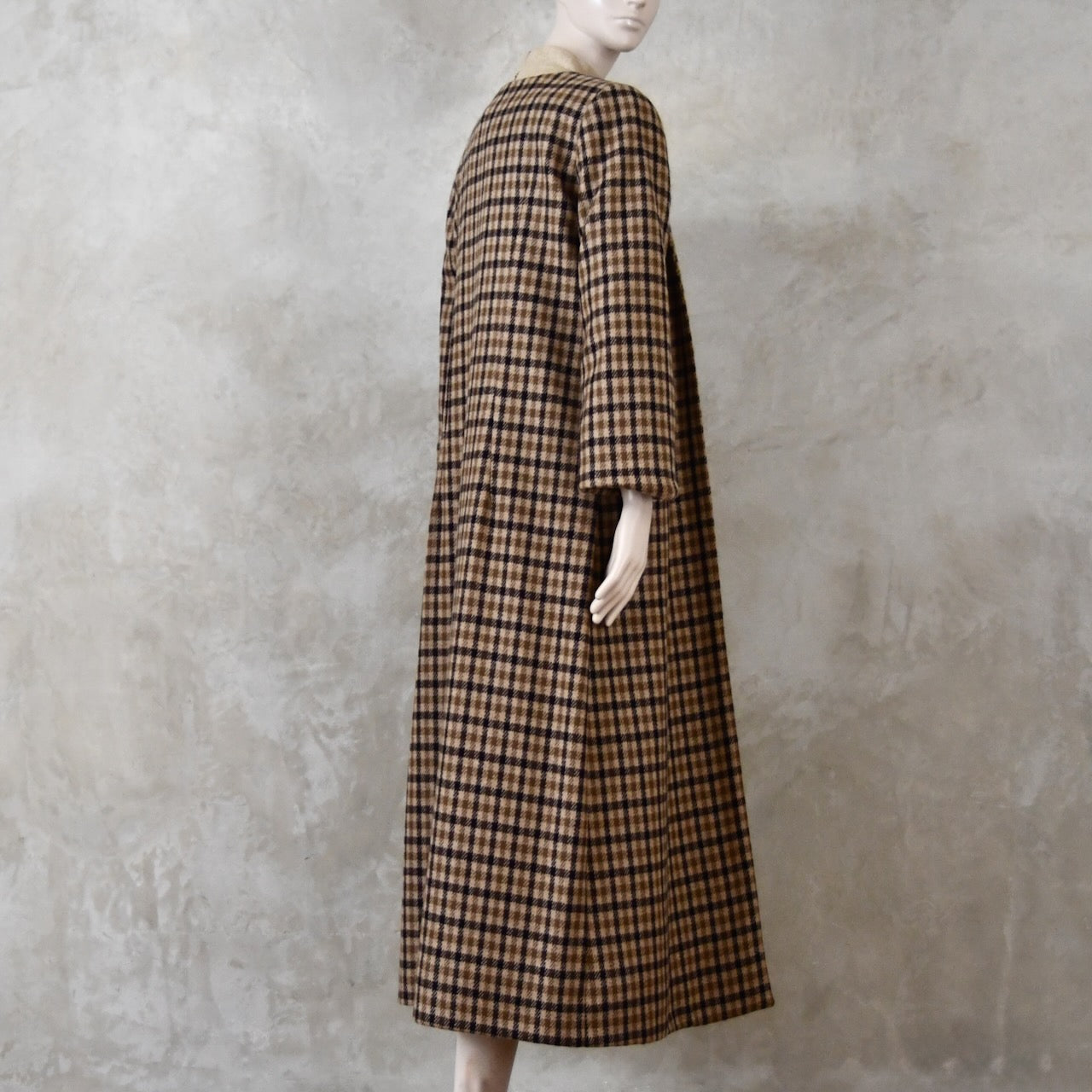 A-Line Coat in Pure Merino Fox Flannel Brown Gunclub Check