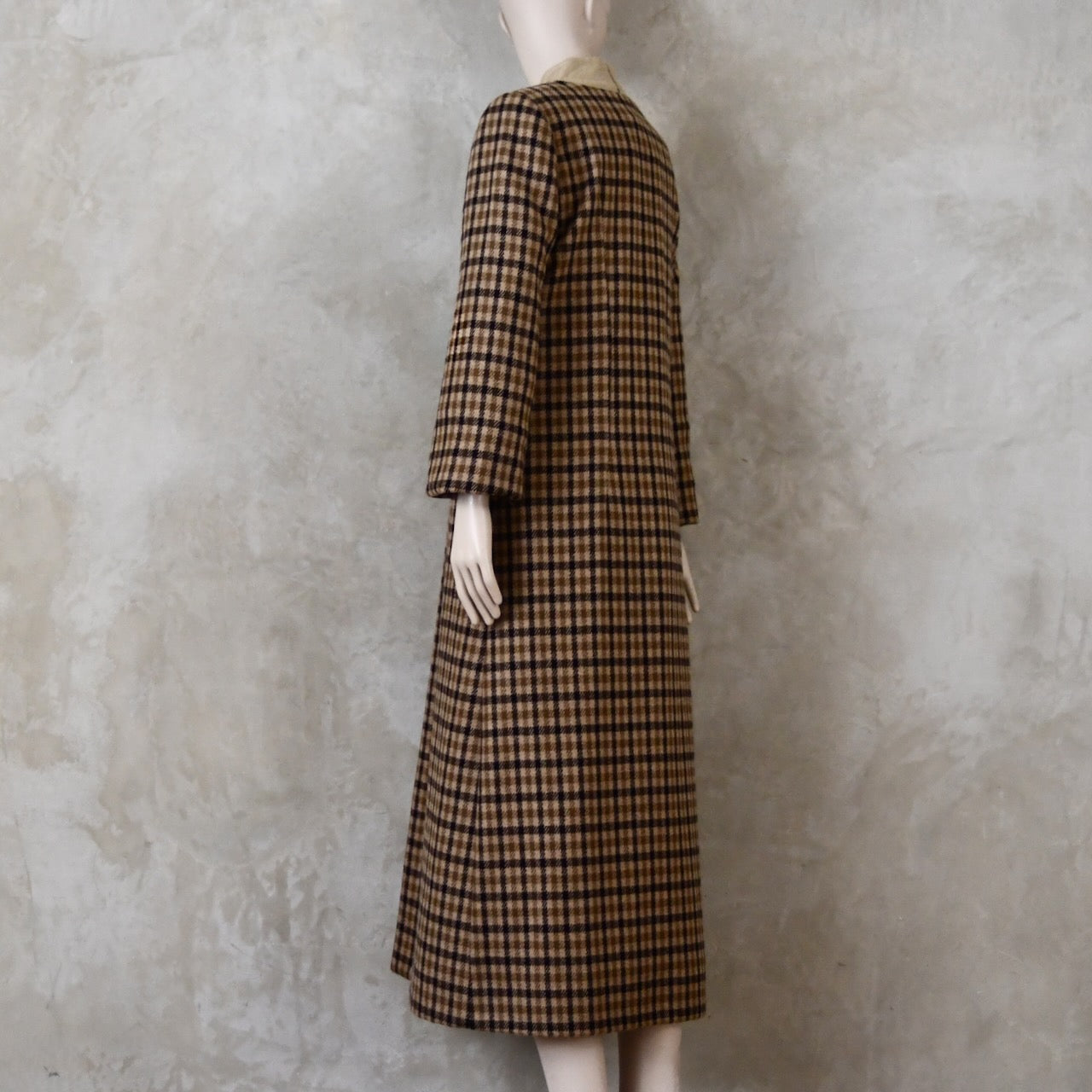 A-Line Coat in Pure Merino Fox Flannel Brown Gunclub Check