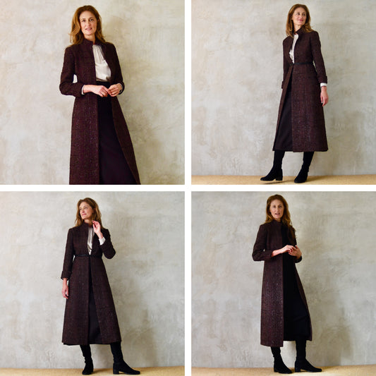 The Hourglass Coat in Linton Tweeds Chocolate Boucle