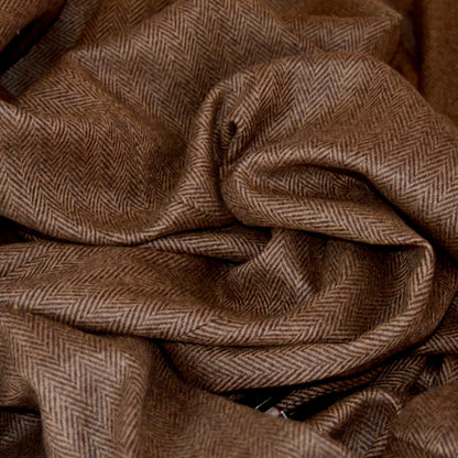 The Skirted Hourglass Coat in Brown Herringbone Merino Flannel