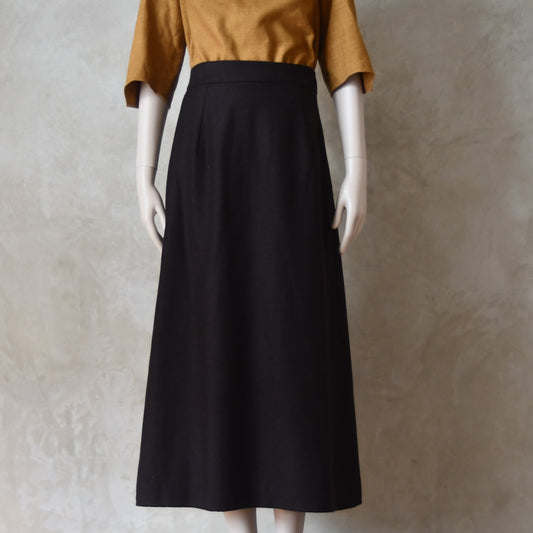Brown Merino A Line Skirt. Lined in Silk and Handmade in London.