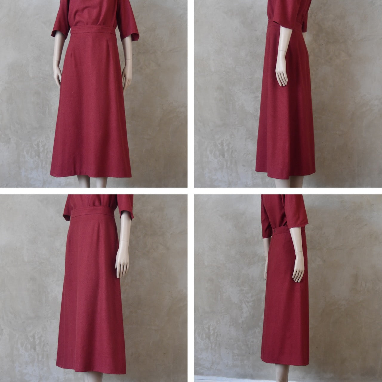 The Tailored Boat Neck Skirt Suit in Damson Silk Matka