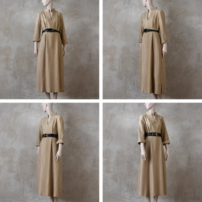 The Waisted Dress in Raffia Silk Matka