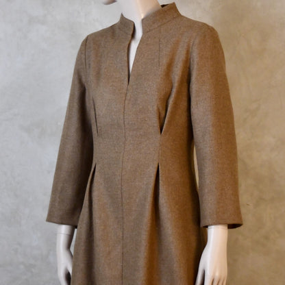 The Waisted Dress in Camel Merino Flannel