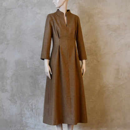 The Waisted Dress in Camel Merino Flannel