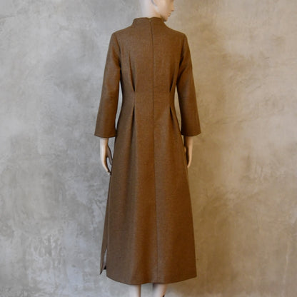 The Waisted Dress in Camel Merino Flannel