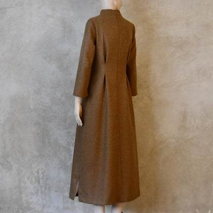 The Waisted Dress in Camel Merino Flannel