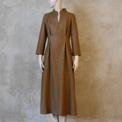 The Waisted Dress in Camel Merino Flannel