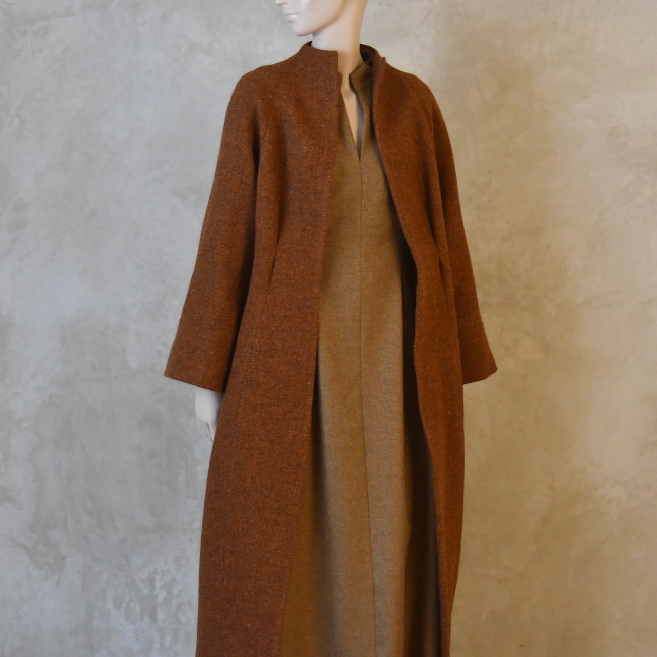 The Waisted Dress in Camel Merino Flannel
