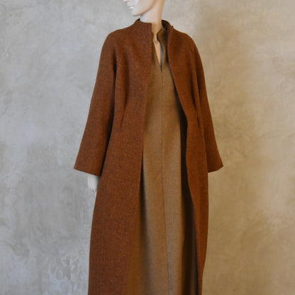 The Waisted Dress in Camel Merino Flannel