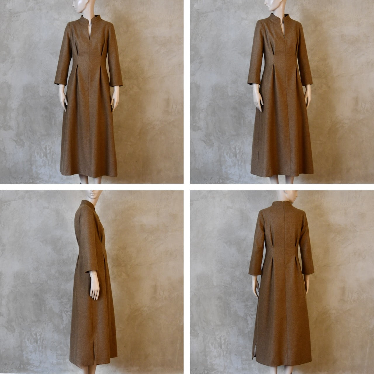 The Waisted Dress in Camel Merino Flannel
