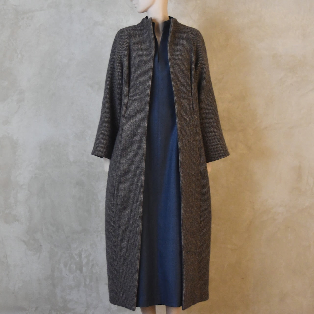 The Waisted Dress in Dusky Navy Silk Matka