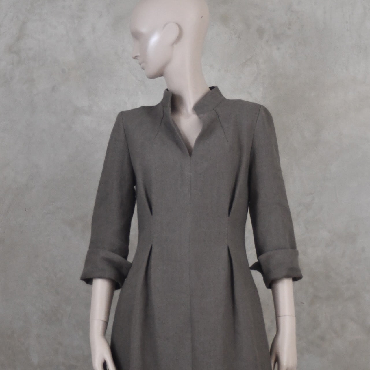 The Waisted Dress in Fossil Mid Weight Irish Linen