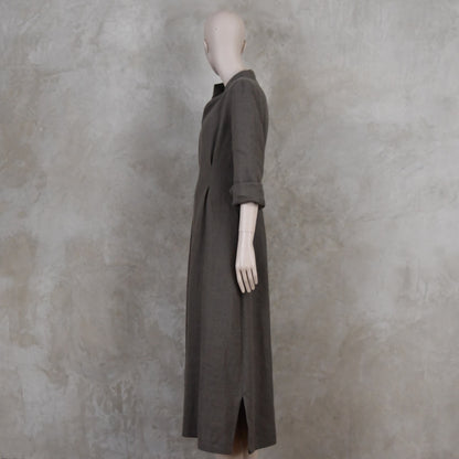 The Waisted Dress in Fossil Mid Weight Irish Linen