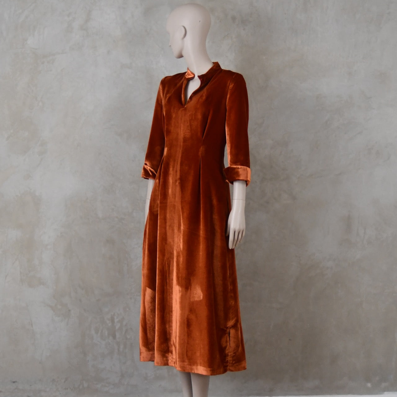 The Waisted Dress in Pumpkin Silky Velvet
