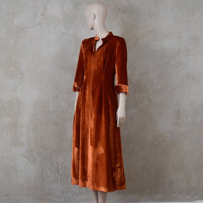 The Waisted Dress in Pumpkin Silky Velvet