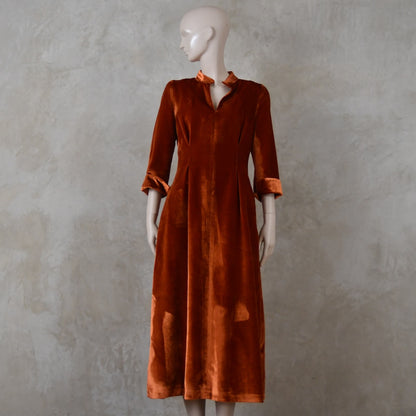 The Waisted Dress in Pumpkin Silky Velvet