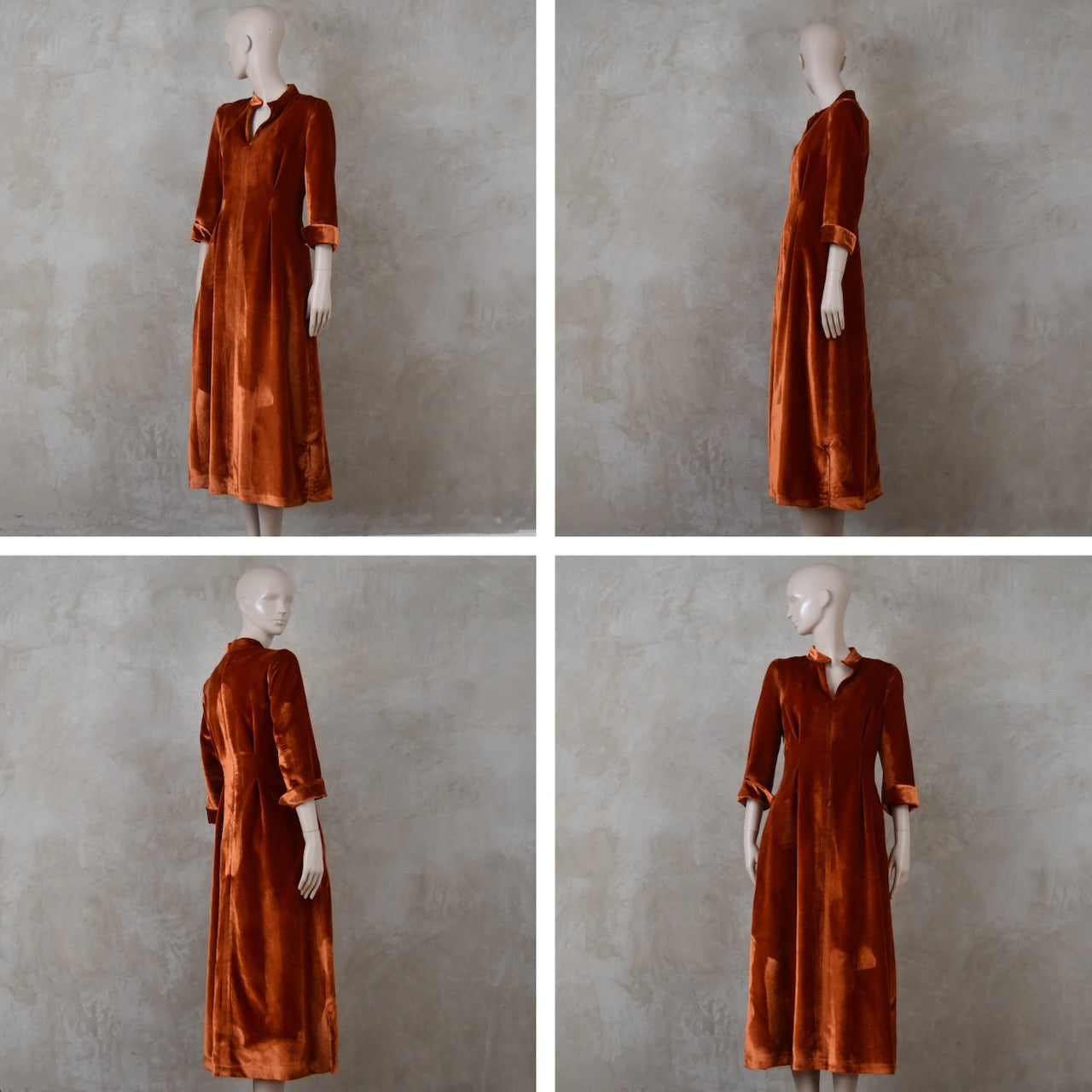 The Waisted Dress in Pumpkin Silky Velvet